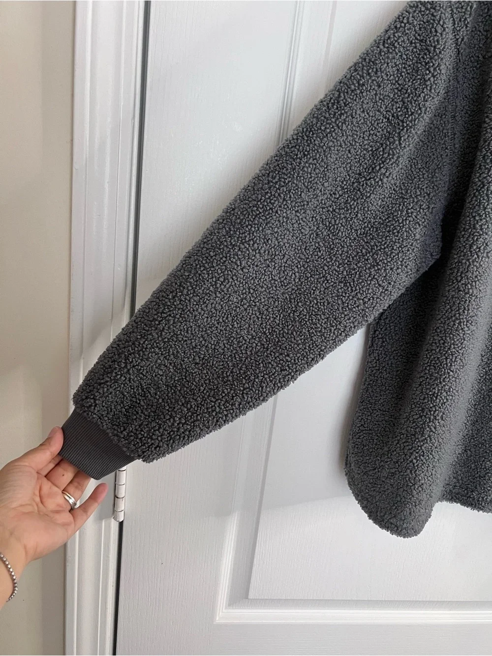 ASOS DESIGN Cozy Sherpa Hoodie in Charcoal Gray size 10